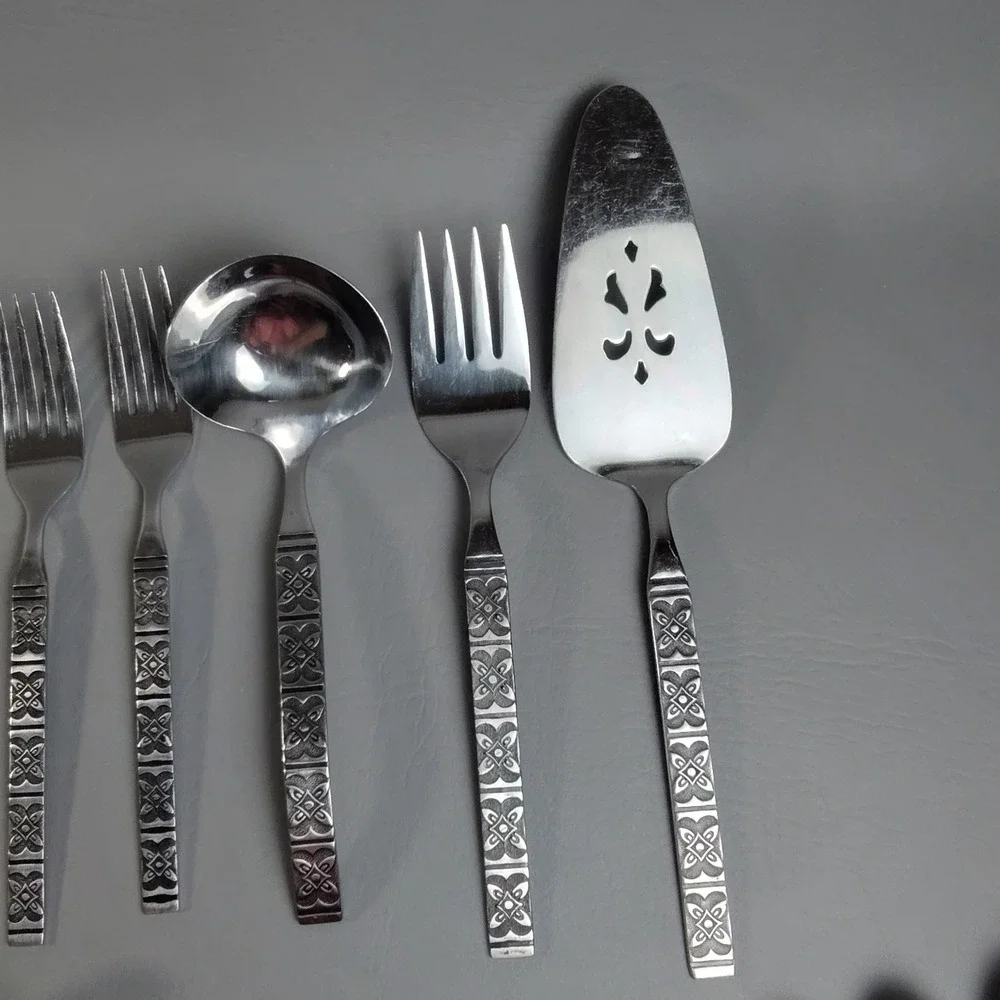 Vintage EKCO Eterna MONTALO Stainless Steel Flatware 29 + 6 Serving Pieces Korea